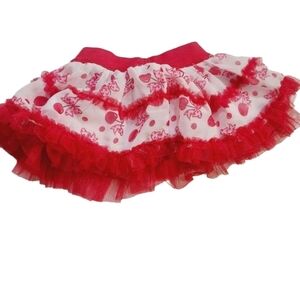 Disney Baby Red Cherry Bow Tulle Ruffled Skirt